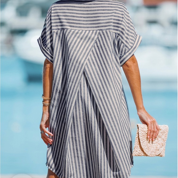 Cupshe Striped Mini Shirt Dress - Picture 2 of 2